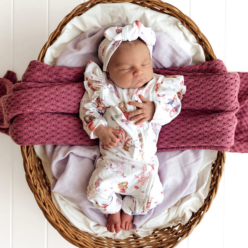 Snuggle Hunny Mermaid Organic Snugglesuit Convertible Romper with Frill