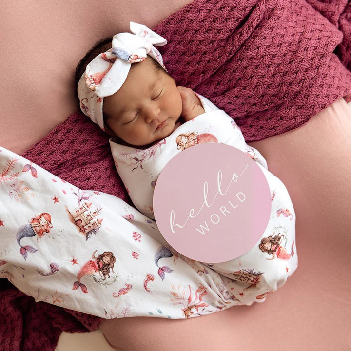 Snuggle Hunny Mermaid Organic Jersey Wrap & Topknot Set