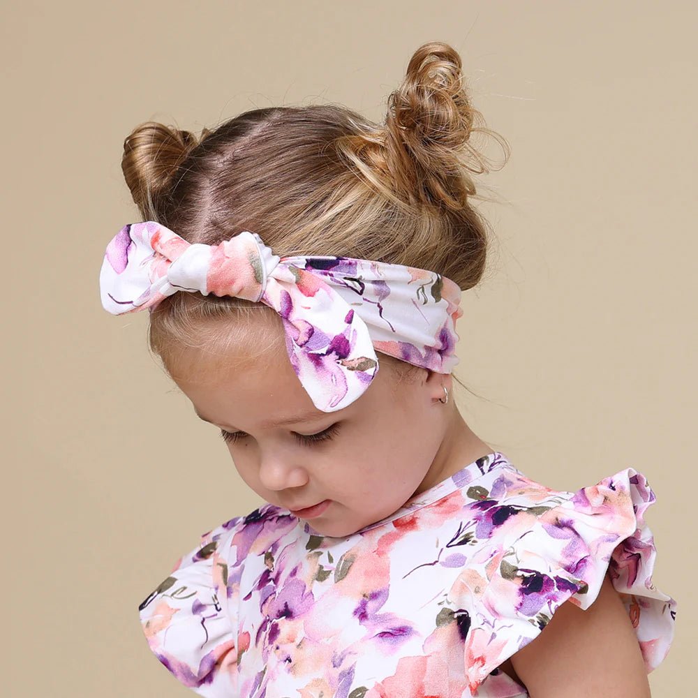 Organic baby topknot hat – Blushing Beauty design