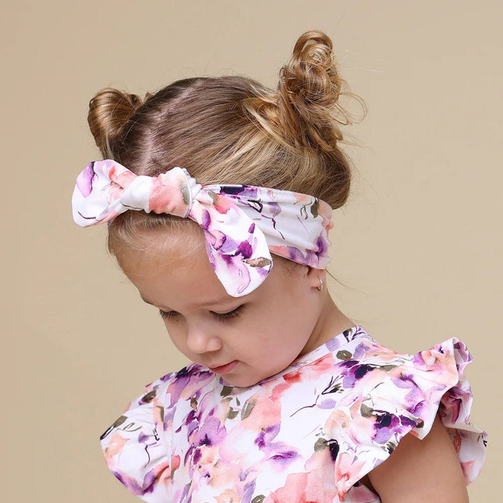 Organic baby topknot hat – Blushing Beauty design