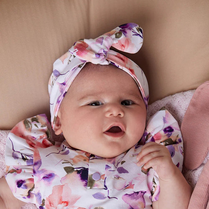 Blushing Beauty baby topknot made with organic cotton