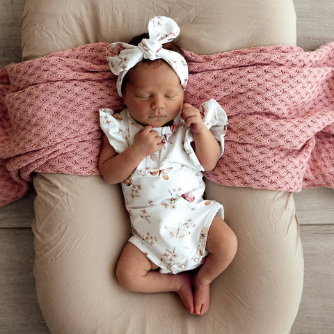 Snuggle Hunny Butterfly Short Sleeve Organic Bodysuit with Frill