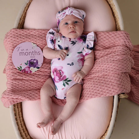 Snuggle Hunny Floral Kiss Short Sleeve Organic Bodysuit with Frill