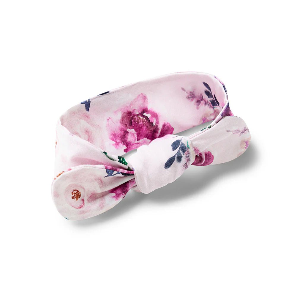 Soft organic cotton baby headband with floral print