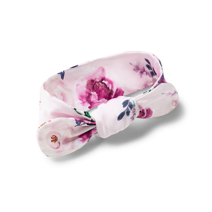 Soft organic cotton baby headband with floral print