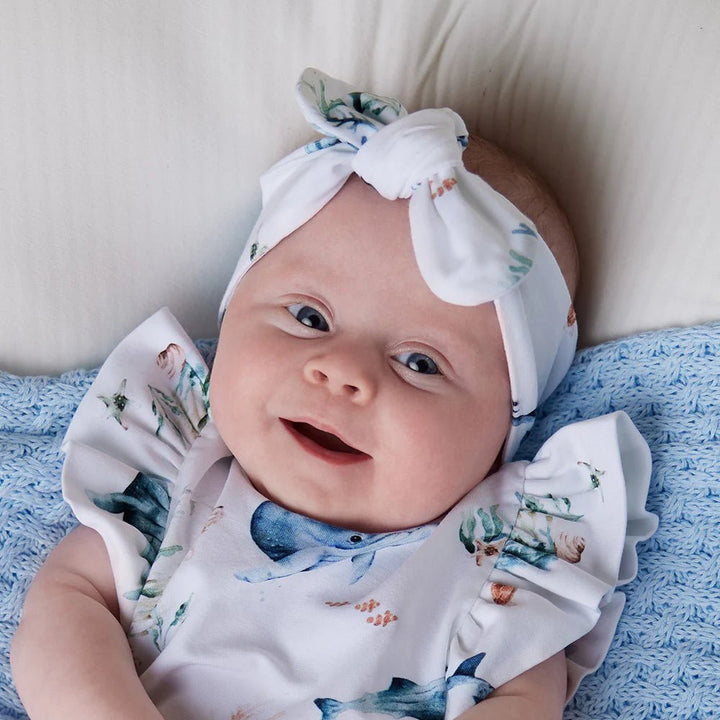 Newborn Ocean-themed baby topknot from Snuggle Hunny