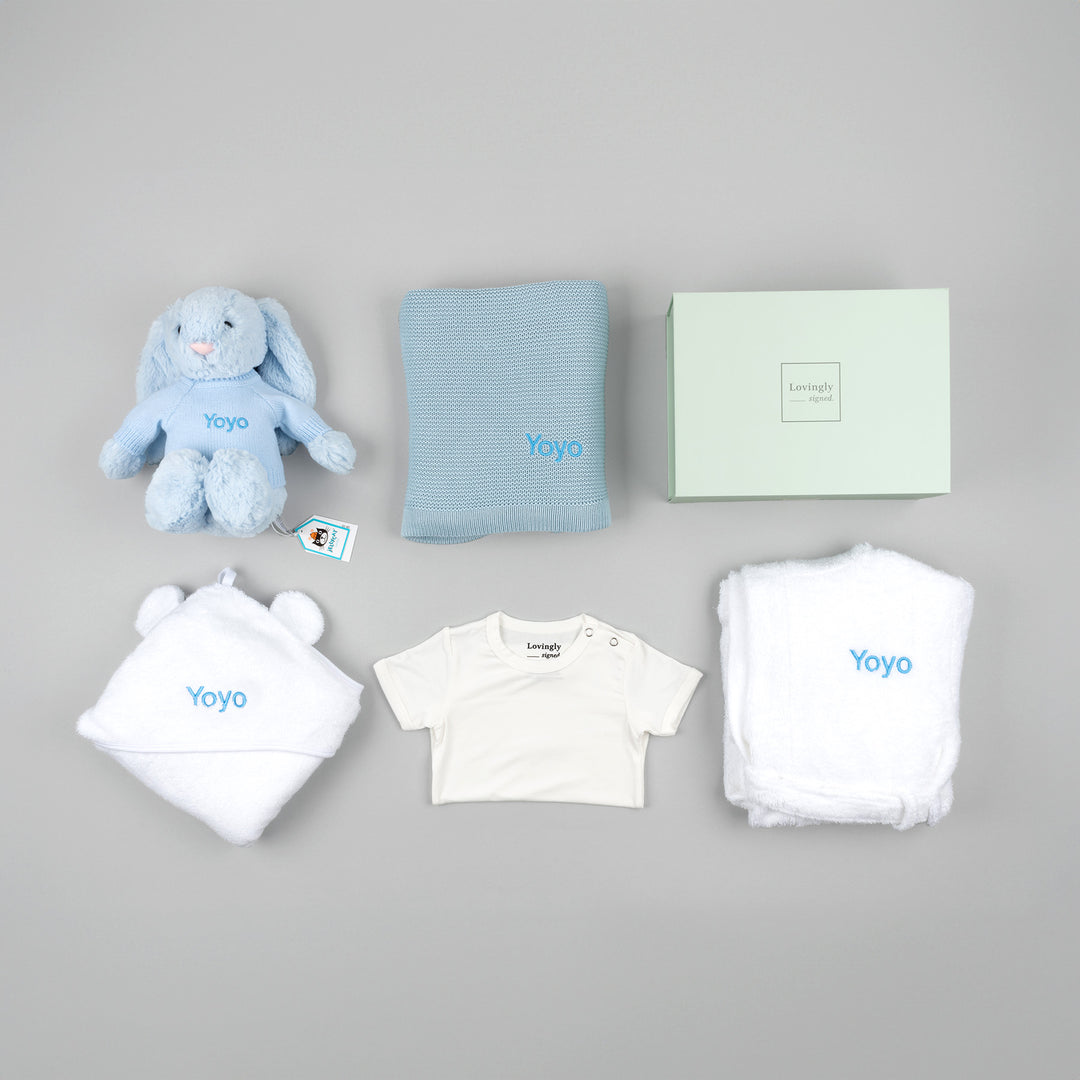 Personalised Super Luxe Baby Boy Gift Hamper