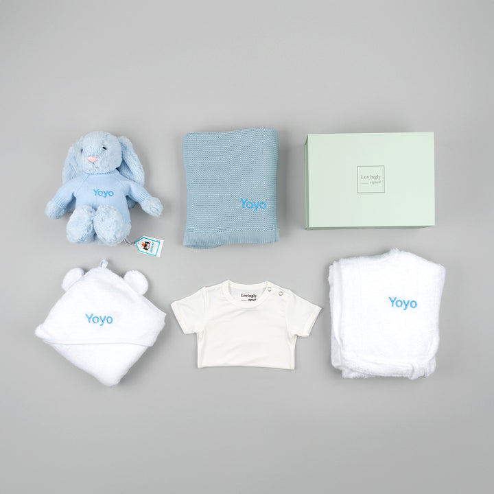 Personalised Super Luxe Baby Boy Gift Hamper