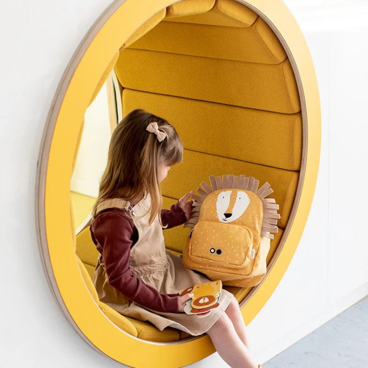 Girl with Trixie Lion Backpack