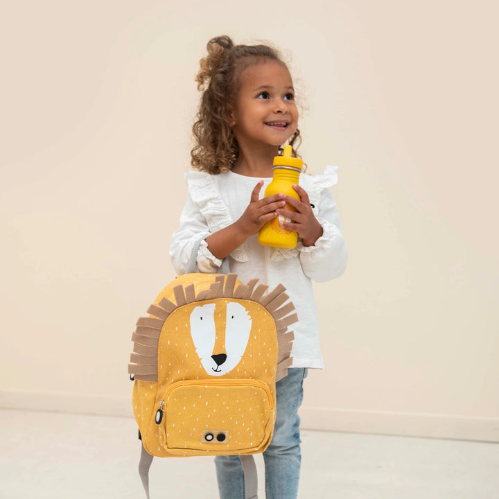 Girl with Trixie Lion Backpack