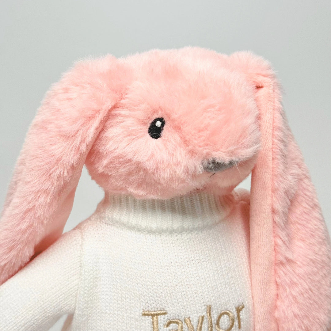 Close up of Personalised Twinkle Bunny in Pink
