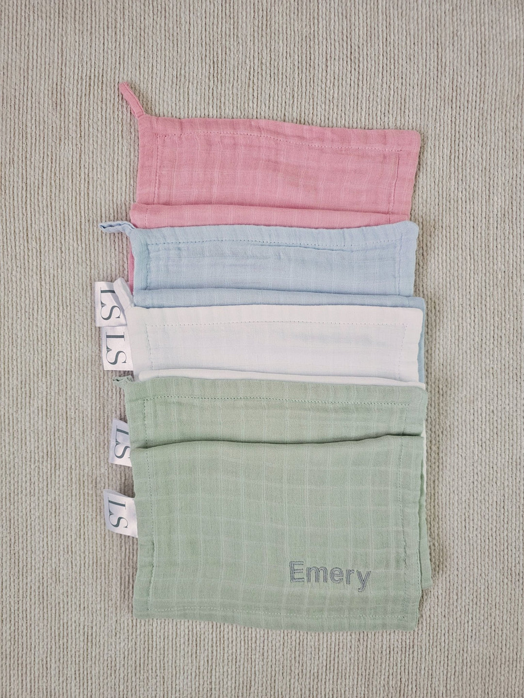 Personalised Bamboo Muslin Cloths (Pack of 3) (Multiple Colour Options)