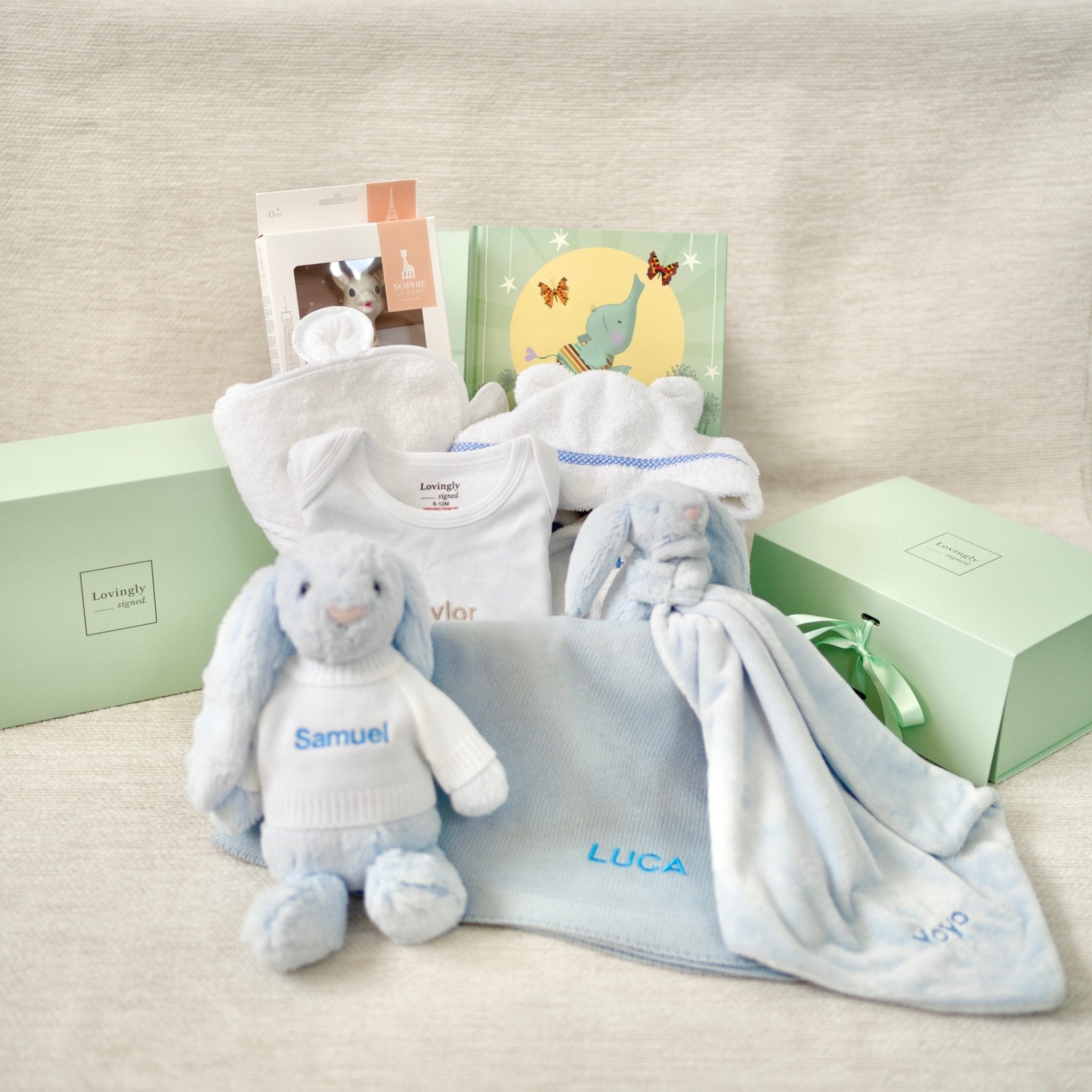 Personalised Baby Gifts Nappy Caddy Set - New Born Baby Boy Gift, Baby Boy  Hamper, Newborn Essentials, Newborn Gift Set - Personalised New Baby Gifts  with Multi-Functional Blue Nappy Caddy Bag :