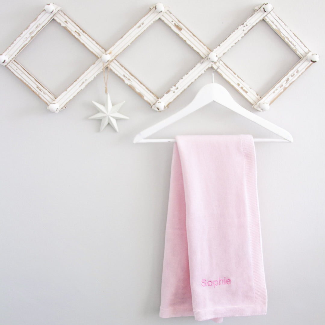 Personalised Baby Silky Cotton Blanket - Pink