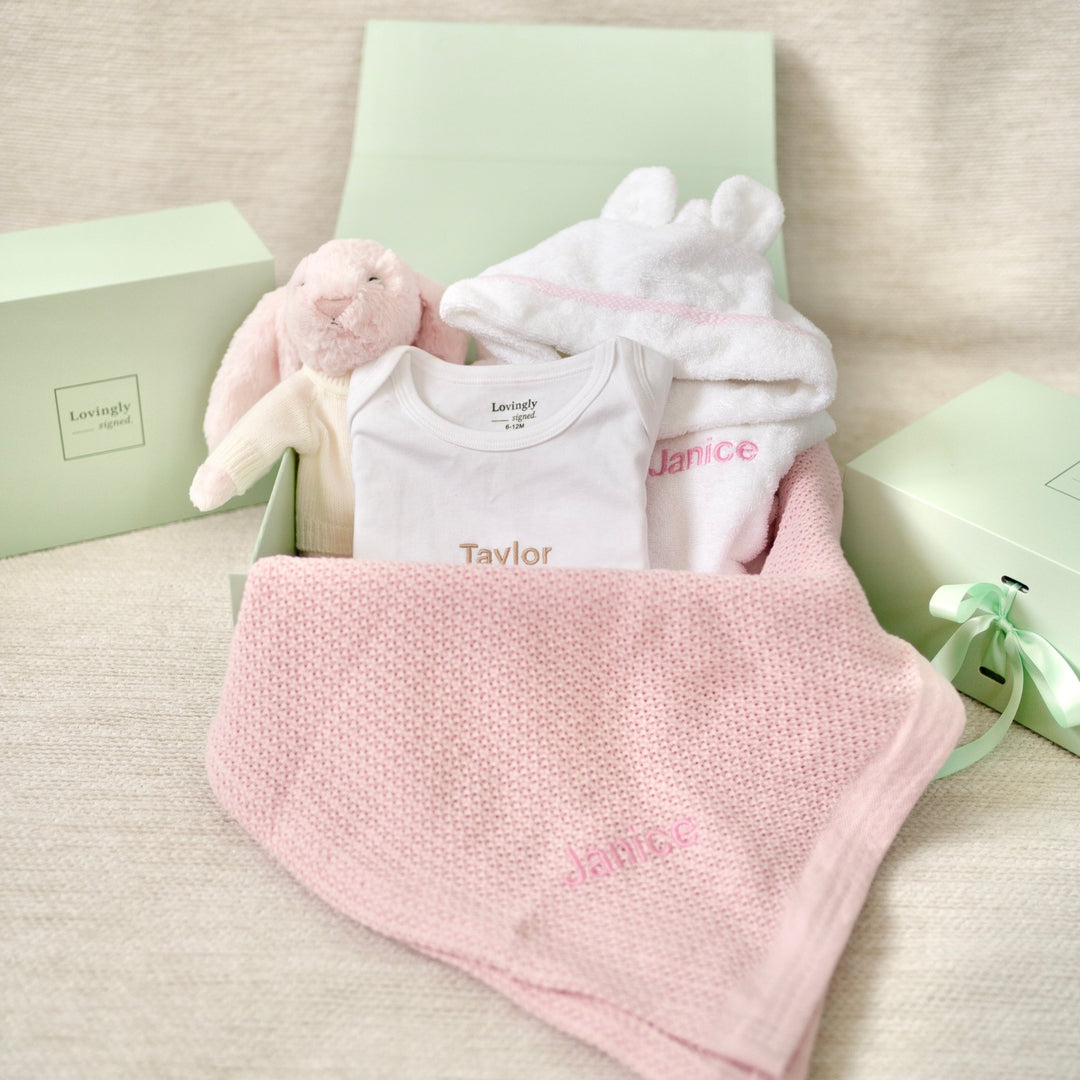 Personalised Baby Girl Welcome Gift Set - Pink