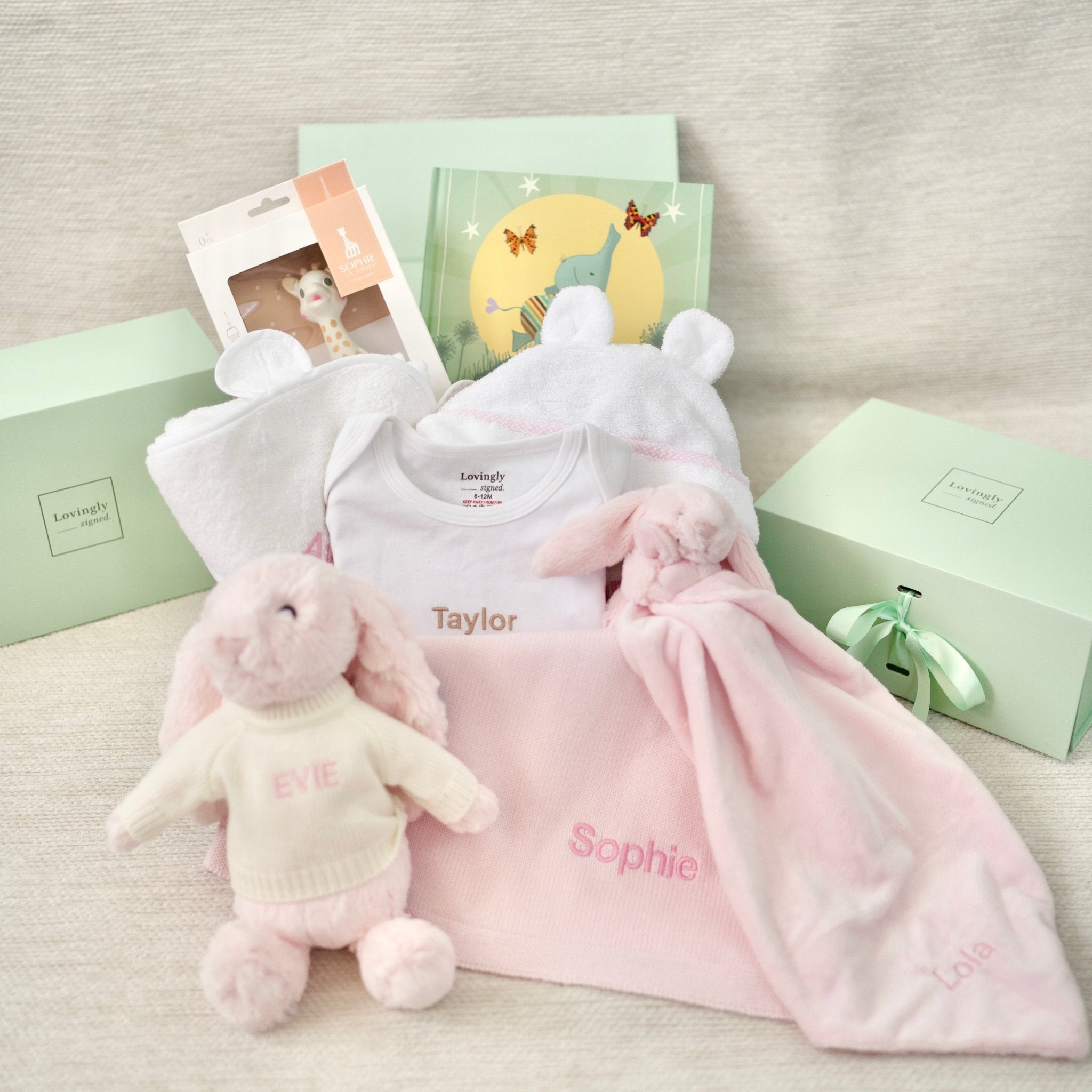 Personalised Baby Blanket & Peter Rabbit Flopsy Toy Baby Gift Sets For  Newborn, Baby Girl Gift Sets Hamper - Hoolaroo