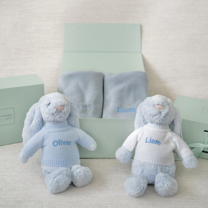 Personalised Twins Blanket Set (Multiple colour options)