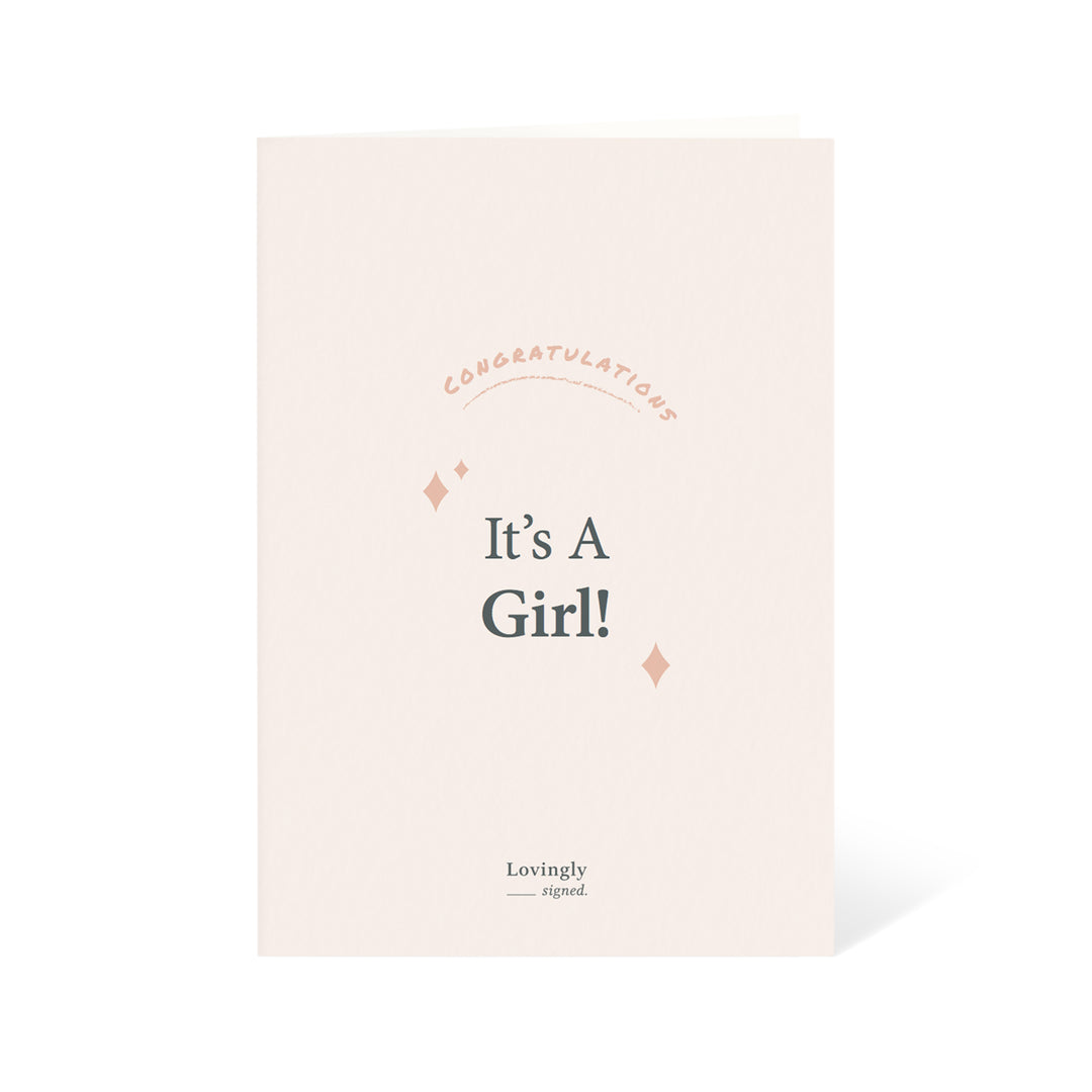 It's a Girl! Newborn Baby Congratulations Card - LOVINGLY SIGNED (SG)