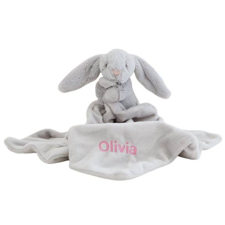 Personalised Bunny Comforter - Grey - LOVINGLY SIGNED (SG)
