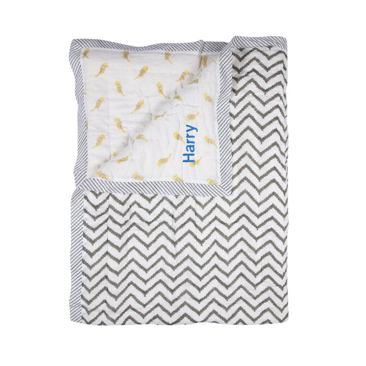 Feroza Personalised Baby Quilt - Yellow Birds