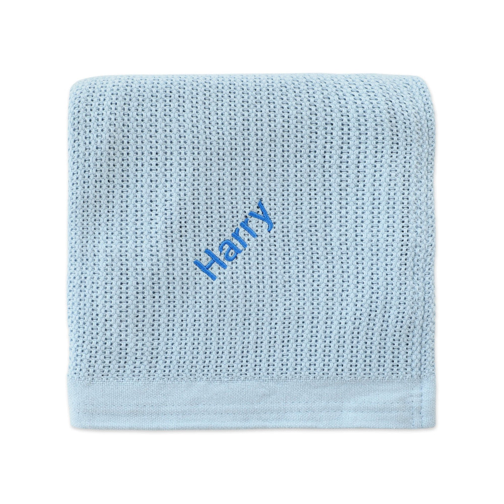 Personalised Organic Cotton Blanket - Blue