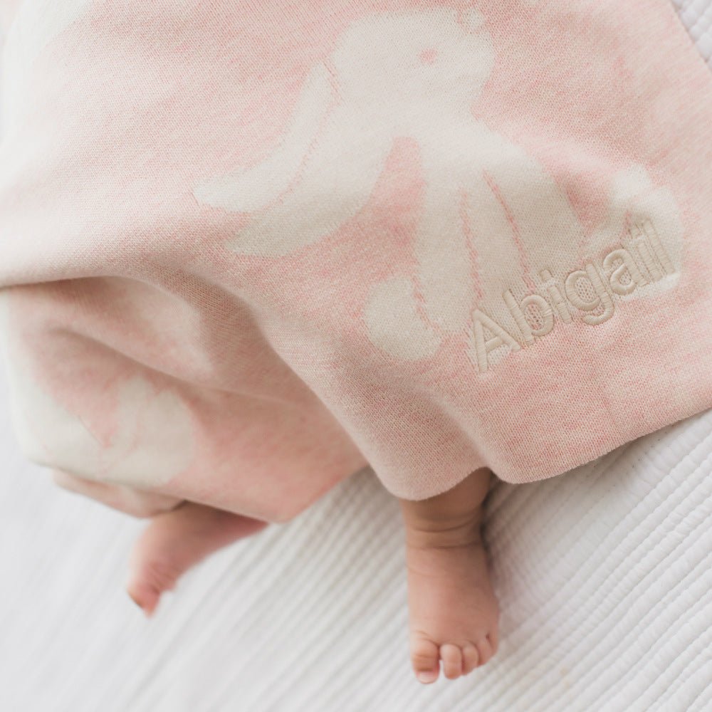 Personalised Bashful Pink Bunny Blanket - LOVINGLY SIGNED (SG)