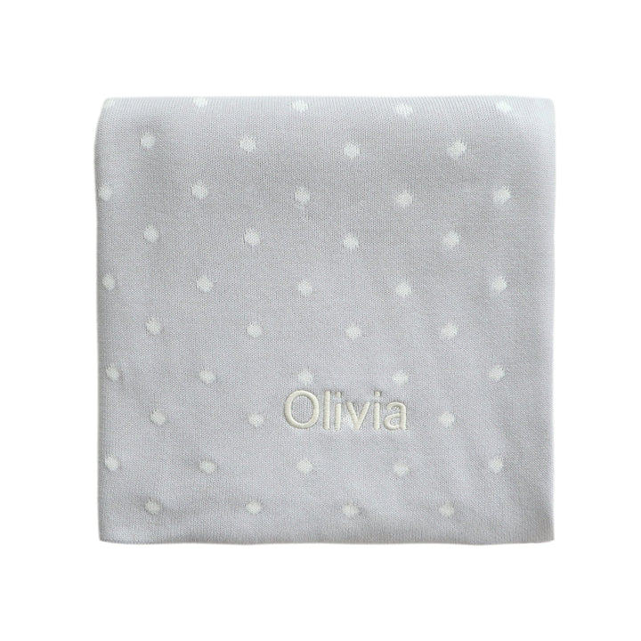 Personalised Polka Dot Blanket - Grey - LOVINGLY SIGNED (SG)