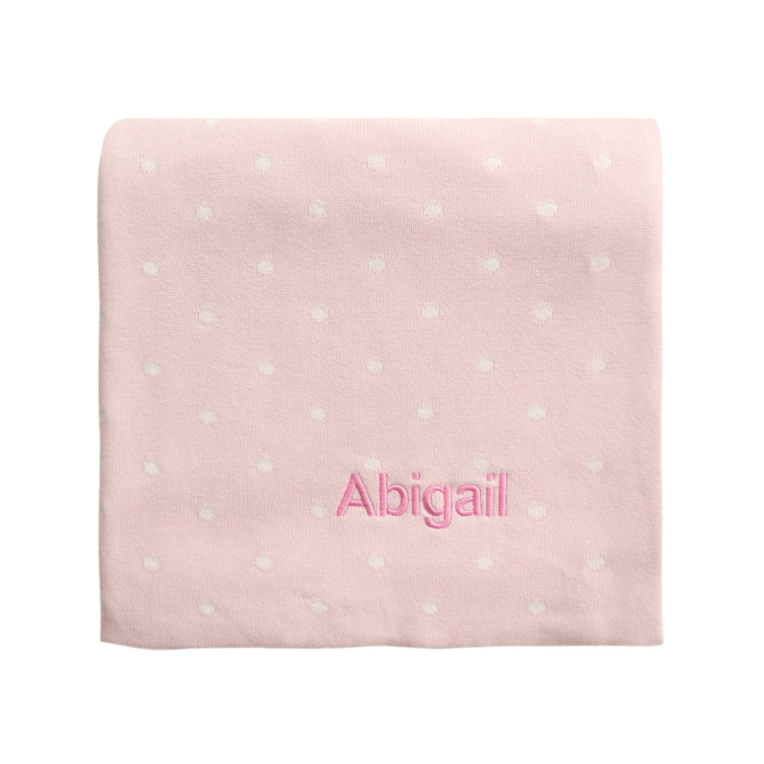 Personalised Polka Dot Blanket - Pink - LOVINGLY SIGNED (SG)