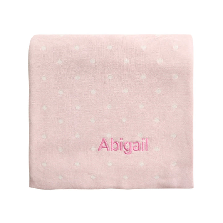 Personalised Polka Dot Blanket - Pink - LOVINGLY SIGNED (SG)